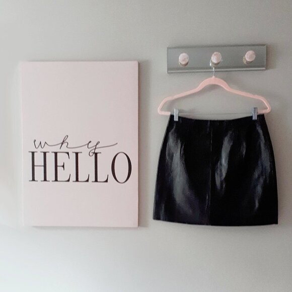 NWOT Sandro black & blue stitching leather mini skirt, L - Picture 9 of 9